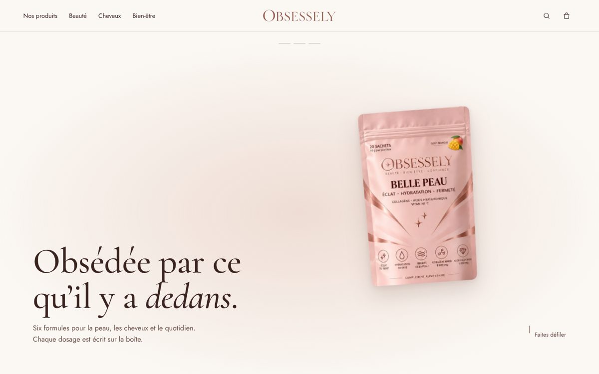 Page d'accueil de la boutique OBSESSELY
